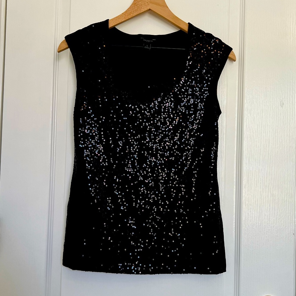 Ann Taylor sequin top | black | size S